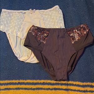 Prima Donna Lace & Embroidered High-Waist Briefs in Cream and Dark Brown